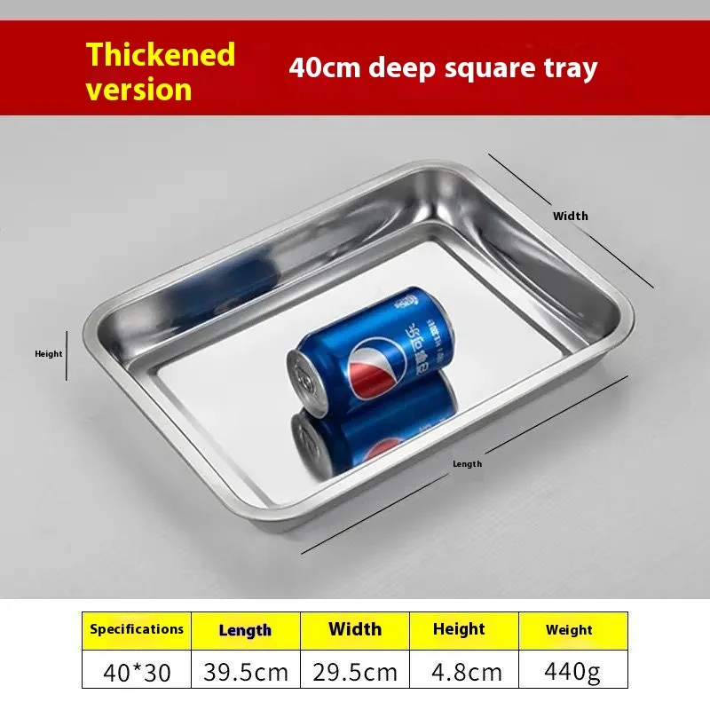 Plateau rectangulaire en acier inoxydable 304, plat de cuisson, plat profond, service de poisson, plateau à rôtir pour barbecue, pour usage Commercial et de cuisine domestique