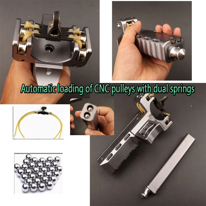 Automatic loading rapid fire dual clip CNC aluminum alloy CNC pulley outdoor competitive shooting hunting tool