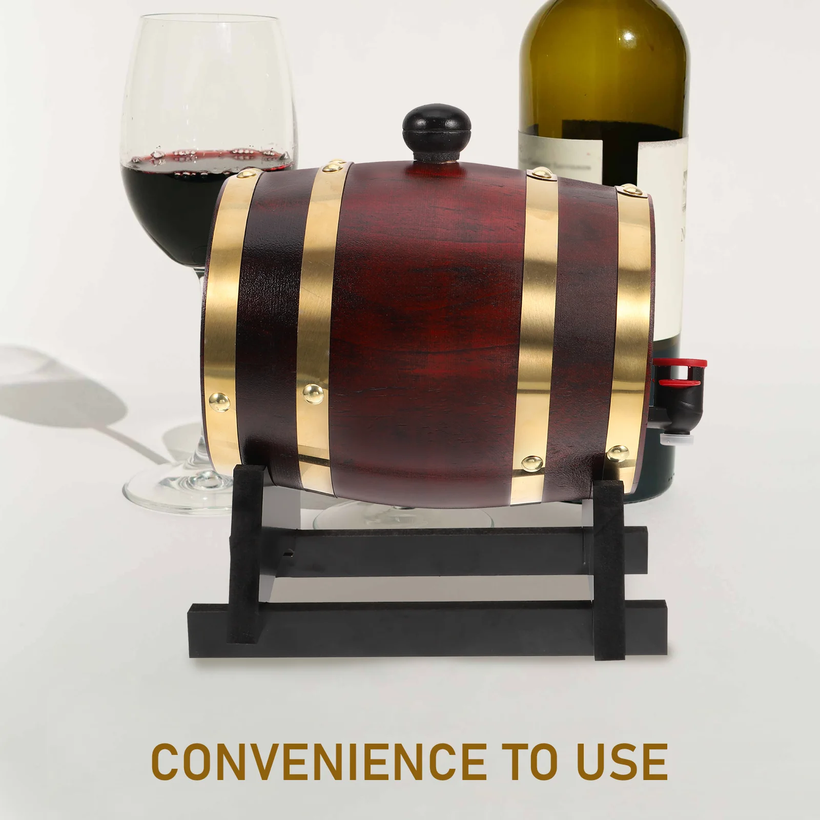 

1 set Wood Barrel Red Beer Dispenser Sturdy Container Storage Holder for Bar Liquor Whiskey Faucet Buckets Wooden