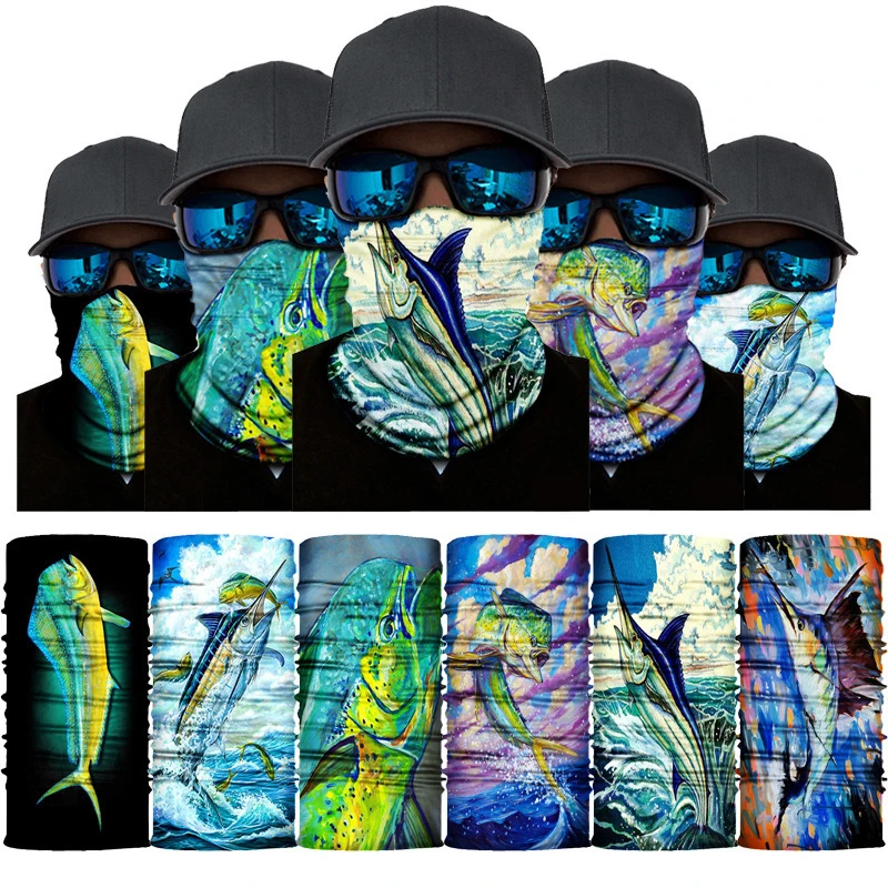 Fish Animal Design Neck Scarf Seamless Bandanas  Cycling Headwrap Face Mask Neck Gaiterfor Women Men Outdoor Fishing Runing