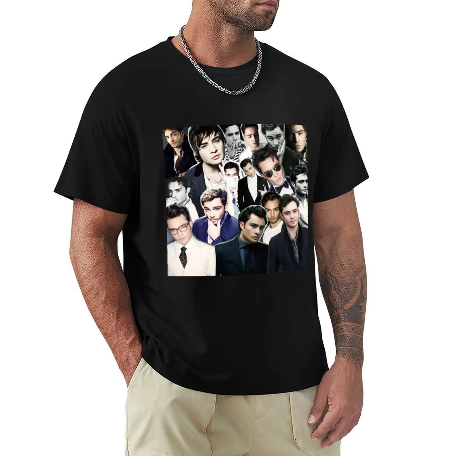 ed westwick collage T-Shirt Basic Crew Neck Short Sleeve Top