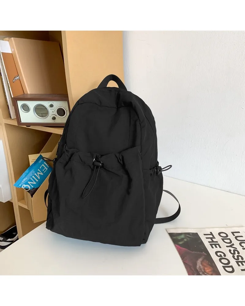 Japanese solid color pleated nylon backpack men's large-capacity lightweight leisure travel backpack women's college student
