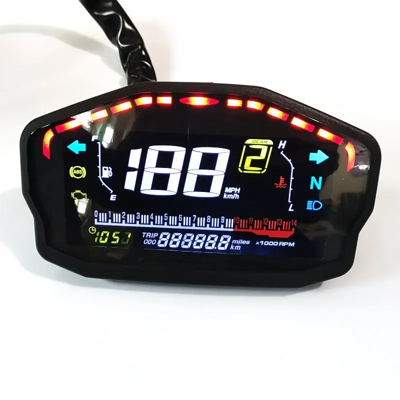 Motorcycle naked car modified color screen LCD instrument speed adjustable ABS speed water temperature oil