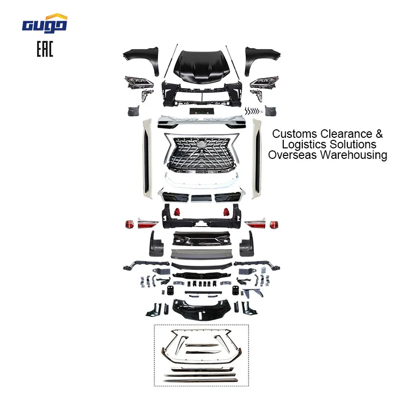 

GUGO Upgrade 2008-2015 LX570 Bodykit to 2021 LX570 Model New Front & Rear ABS Bumper with Tow Hook Plastic Body Kit for Cars