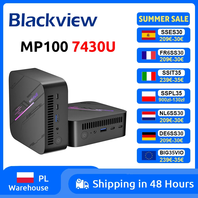 Blackview MP100 NEW Mini PC AMD 7430U Windows 11 6-Core 12-thread 16GB + 512GB SSD WiFi 6 Mini Computer PC BT5.2