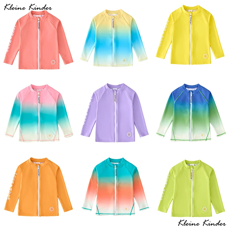 

Футболка для плавания, детский купальник, рашгард, молния, UPF50, защита от ультрафиолета, купальные топы, детский купальник с длинными рукавами для мальчиков и девочек