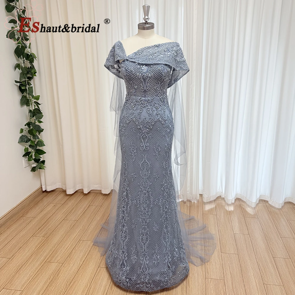 

Elegant Mermaid Lace Evening Dress for Women 2025 Dubai Arabia Beads One Shoulder Long Formal Prom Wedding Party Gown Customized