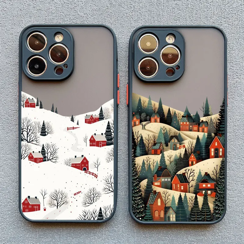 Winter Ski Village Phone Case For Iphone 16 15 Pro Max 14 13 12 11 Pro Max Mini 15 14 16 7 8 Plus XR XS X SE2 Back Phone Covers