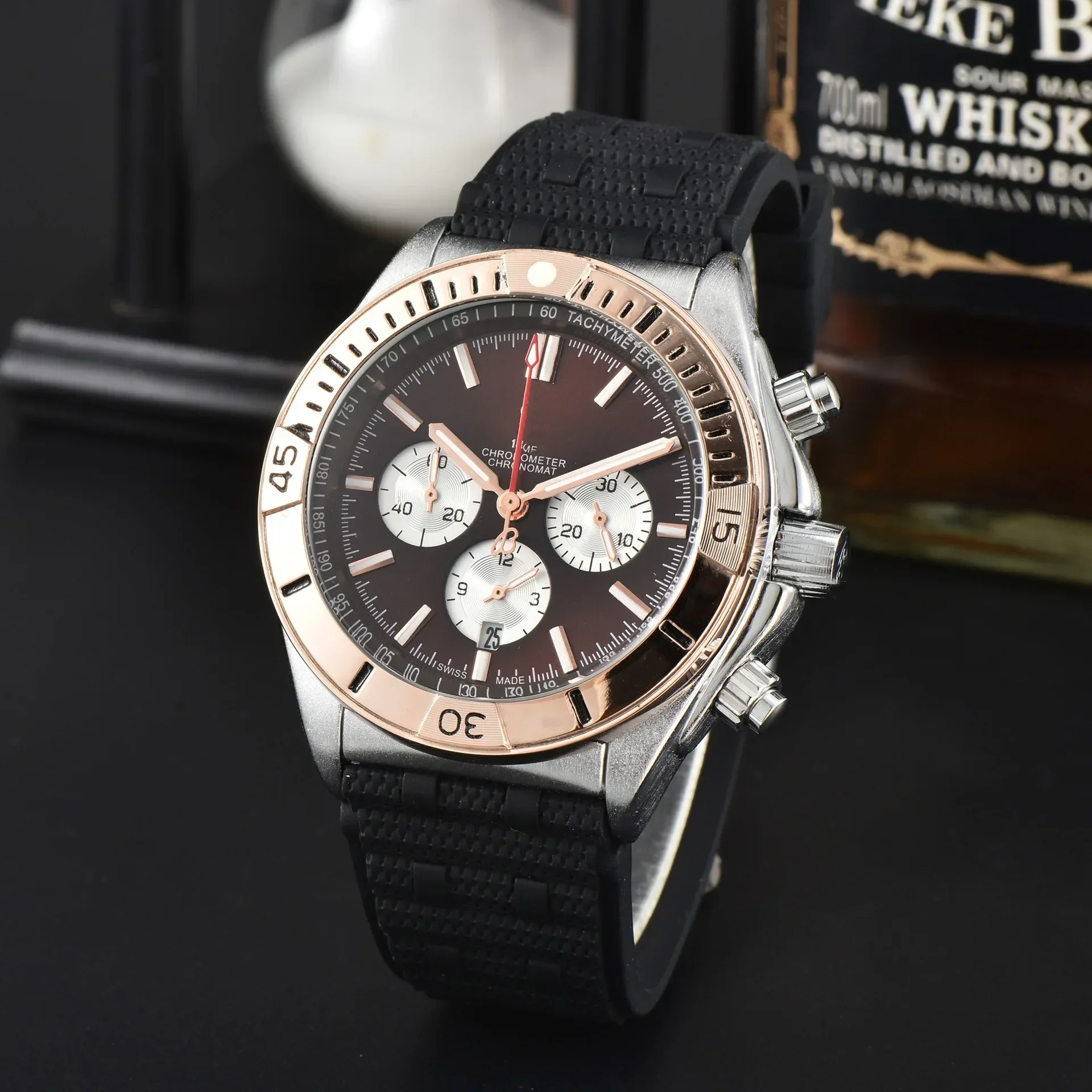 2025 New  Luxury Men's Watches Quartz Sapphire Mirror Waterproof 10 Bar Stainless steel Chronograph