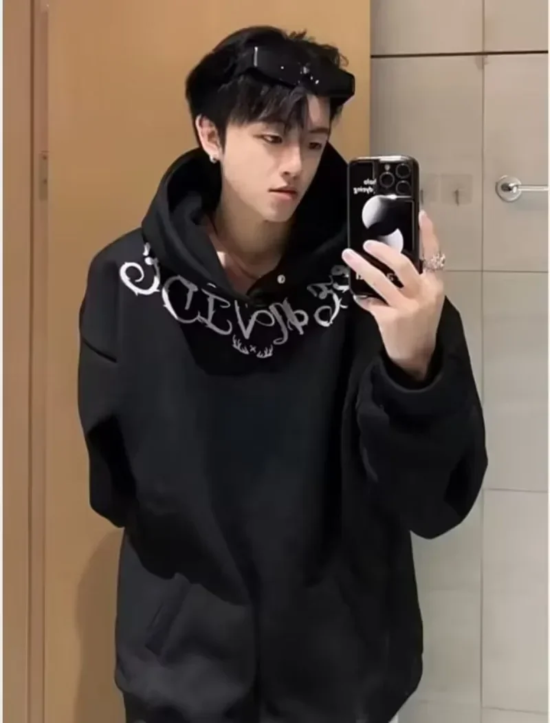 

Korean Hooded Sweater Women's/Men American Retro Street Loose Top Autumn New High Street Couple Coat Tops Y2k Hoodies Clothes