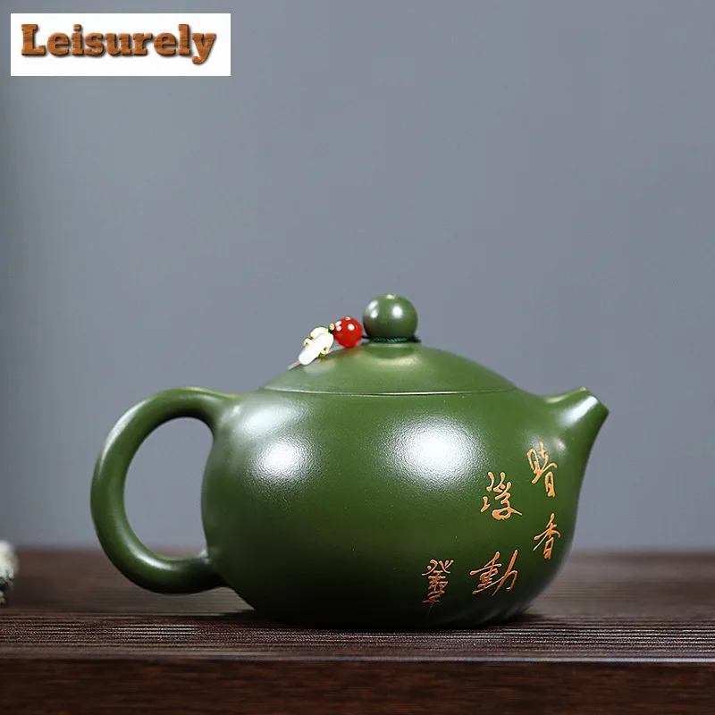 320ml Handmade Yixing Purple Clay Teapot Raw Ore Green Mud Magnolia Xishi Pot Tea Infuser Kettle Chinese Zisha Teaset Collection