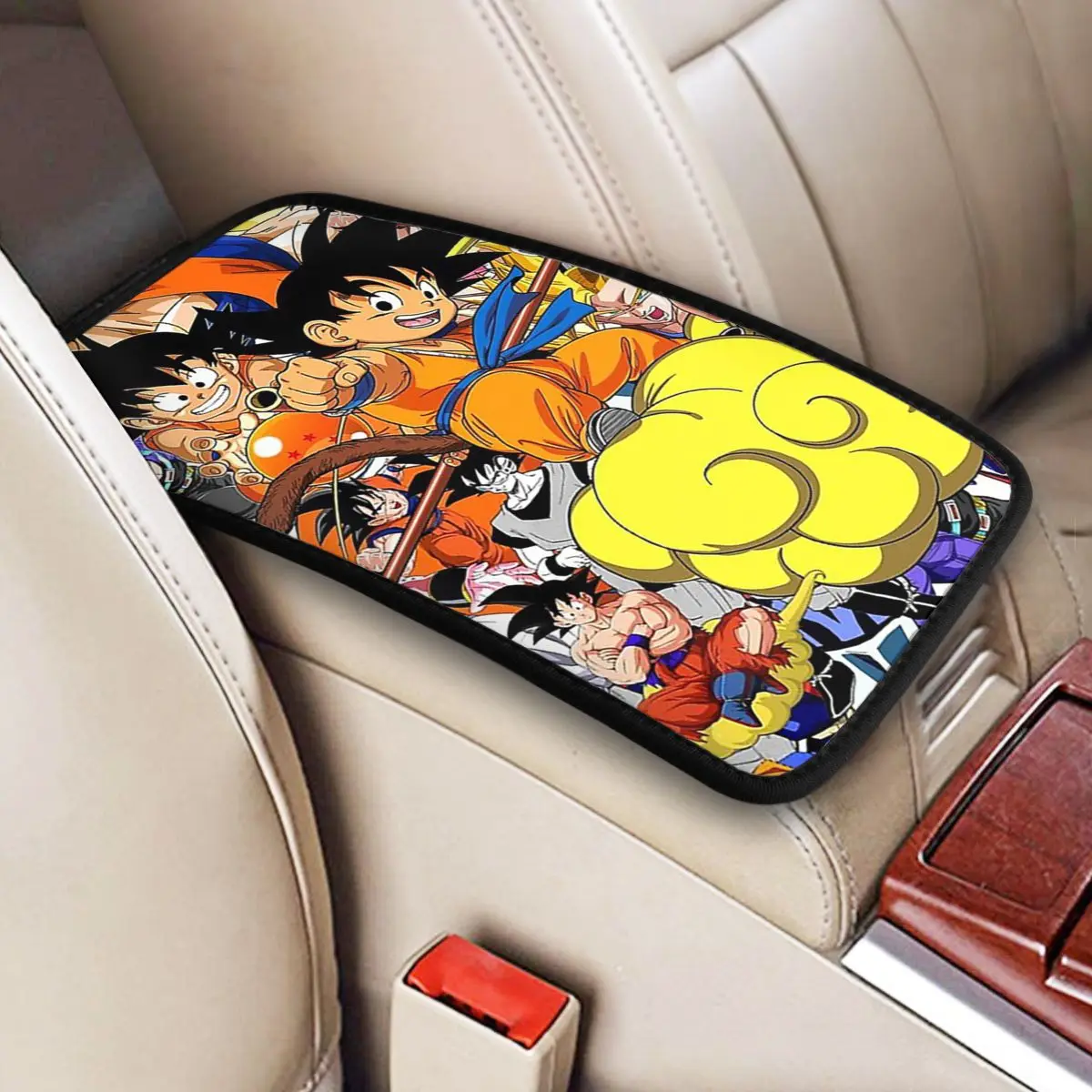 Universal Car Armrest Cover Mat Leather Dragon Ball Z Goku Vegeta DBZ Center Handle Box Pad Cushion Car Interior Cushion