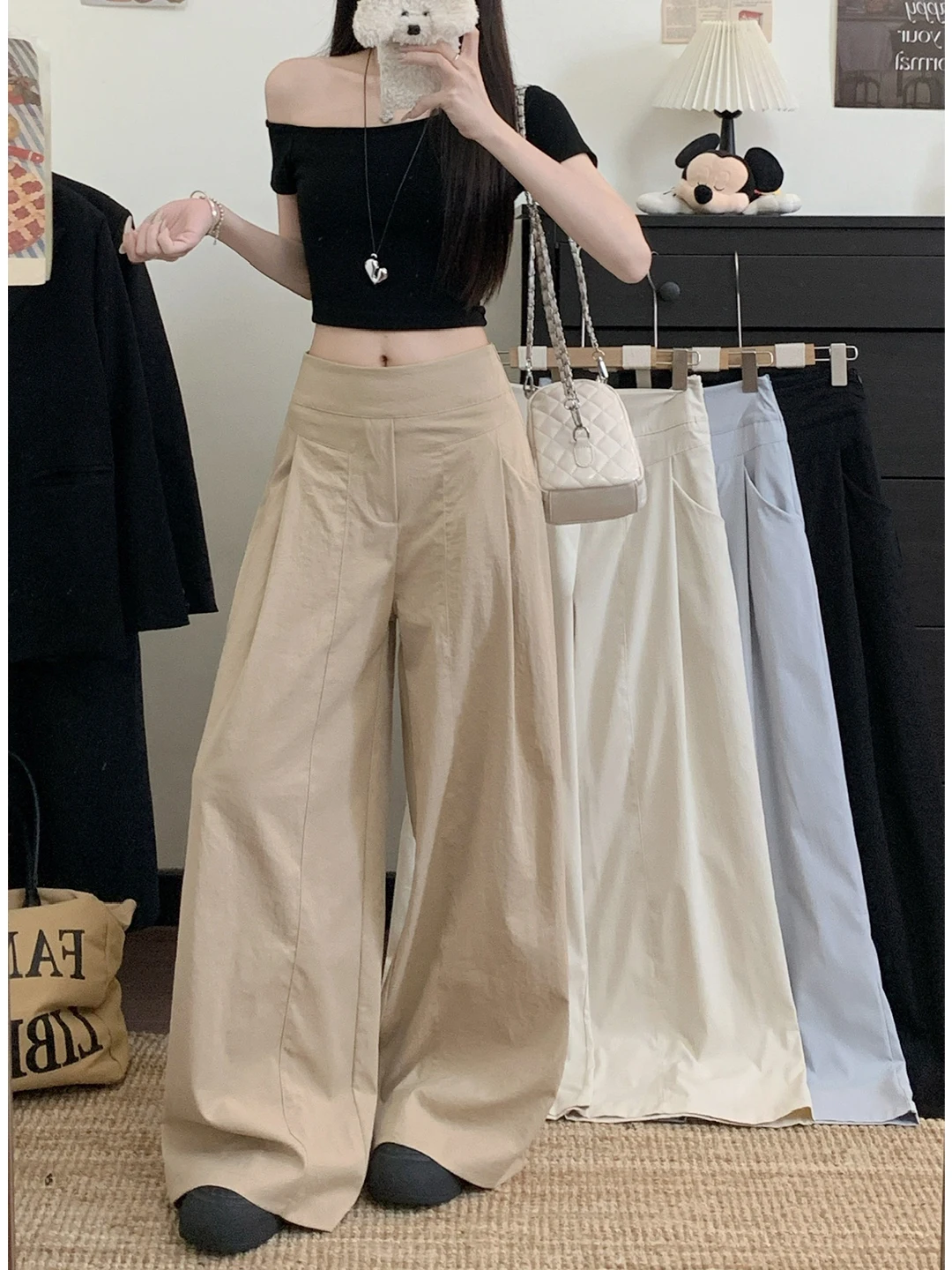 Broek met wijde pijpen Curvy Dames Zomer Sneldrogend Gesplitst Regular-Fit Kawaii Westerse stijl Modaal Trekkoorden Sjerpen Flowy Washed OL