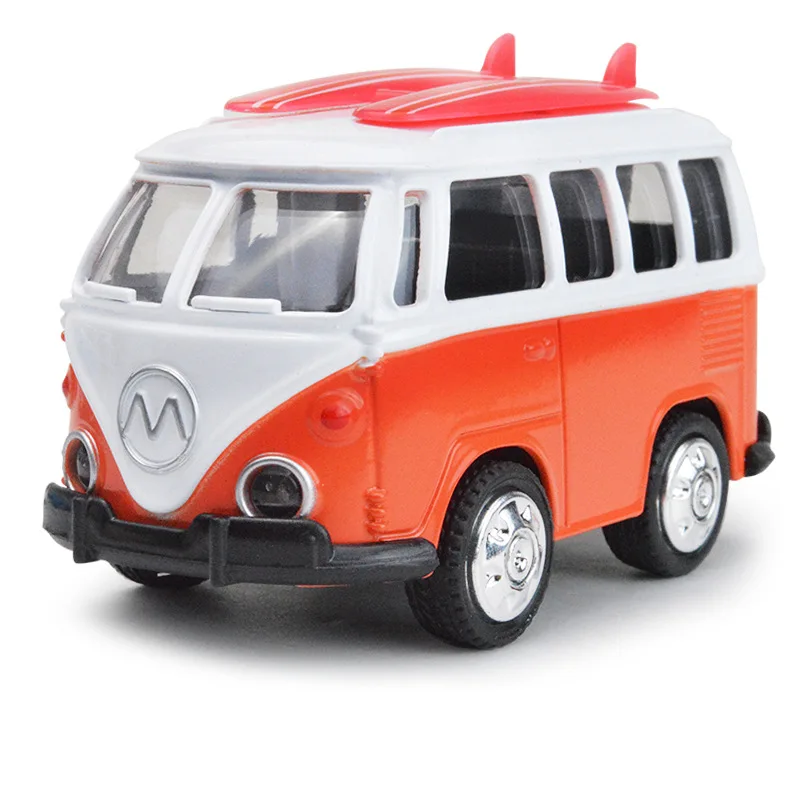 1:36 Cartoon Q-version Bus Children's Toy Car Alloy Sound Light Pull back Model Miniature collection gift