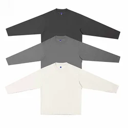 Blue Print Tag Solid Kanye West YZY Long Sleeve T Shirt Men Women 1:1 Best Quality High Street Casual Loose T-Shirt Cotton Tees