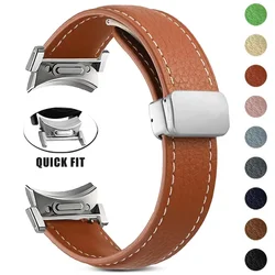 No Gaps Leather Band for Samsuang Galaxy Watch 6 4Classic 43 47mm 5Pro Magnetic Buckle Strap for Galaxy Watch 7 6 5 4 40mm 44mm