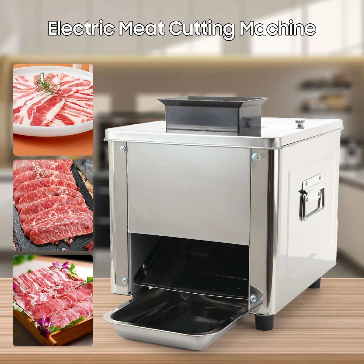 Desktop Edelstahl Doppel-port Elektrische Fleisch Slicer Automatische Fleischwolf Kommerziellen Haushalt Fleisch Cutter – Detail 9