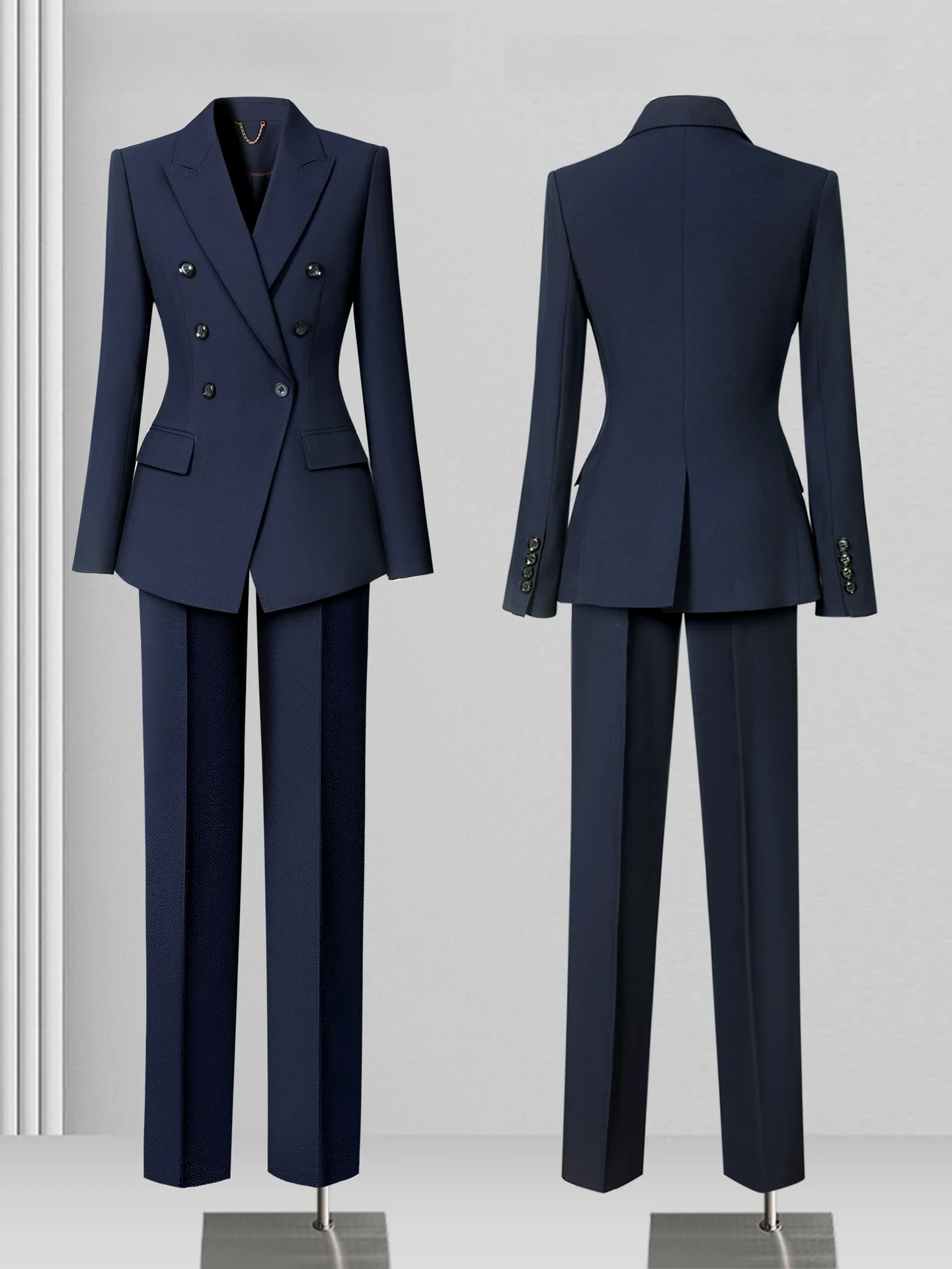 Business Casual Women's Suit Professional Jewelry Store Commute Uniform Long Sleeve Long Pants Polyester Fiber Set