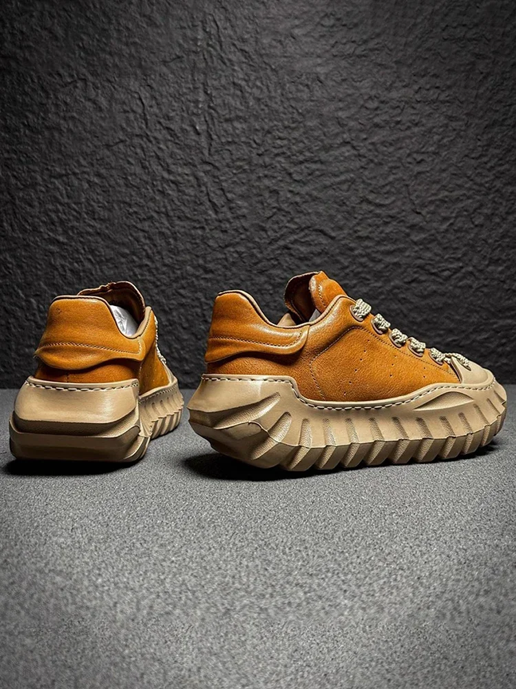 

2025 Retro Luxury Leather Shoes for Men Design Original Brand Platform Lace-up Casual Shoes Man Fashion Tenis Masculino