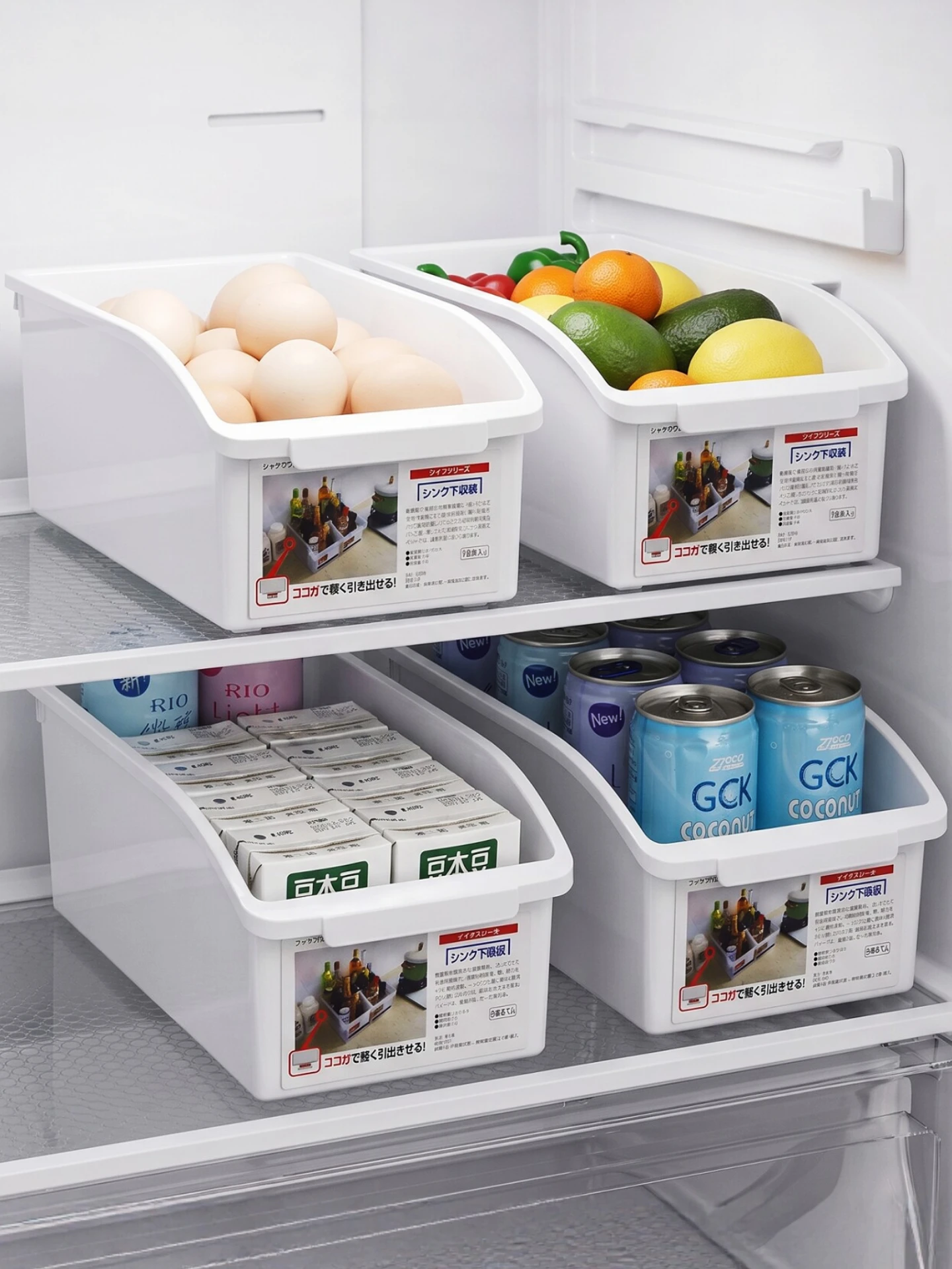 Food Storage Drawers - 투명 서랍형 냉장고 보관함 주방 냉동실