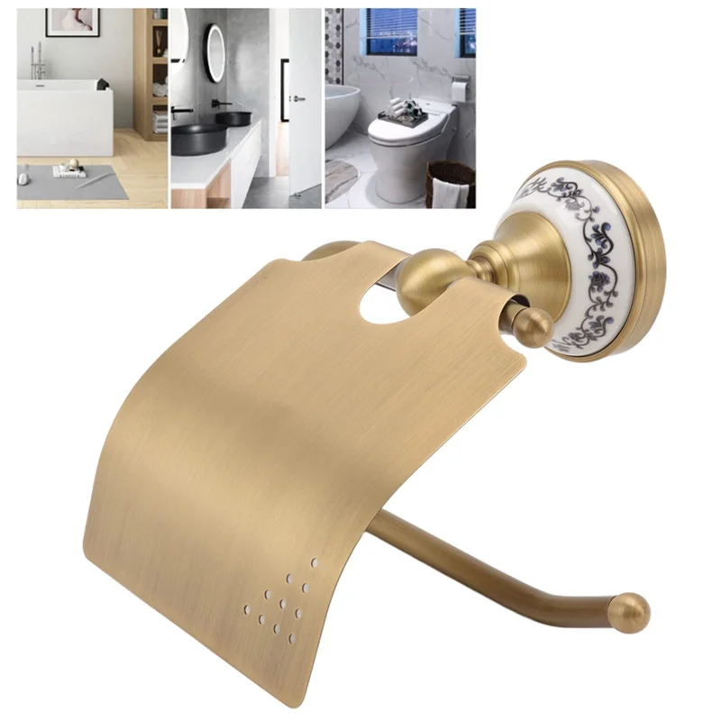 

ABKU-держатель для туалетной бумаги, винтажный держатель для туалетной бумаги, металлический держатель для бумажных полотенец, стойка с фарфоровым декором, настенный монтаж