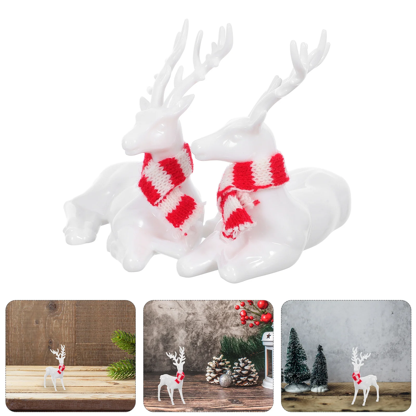 

2Pcs Acrylic Christmas Reindeer Statues Holiday Deer Table Centerpiece Decorative Elk Ornaments for Xmas Party Decor