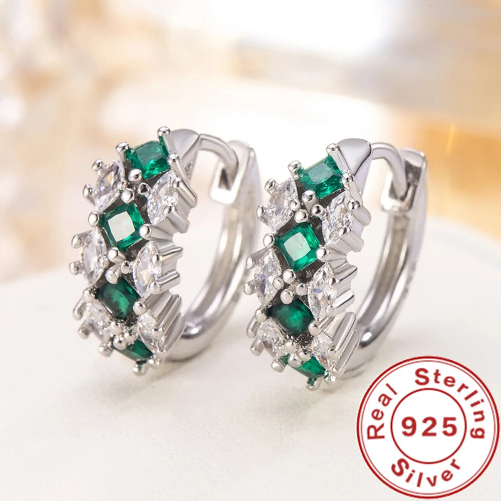 New 925 sterling silver green zircon earrings exquisite earrings suitable for women party wedding jewelry gift