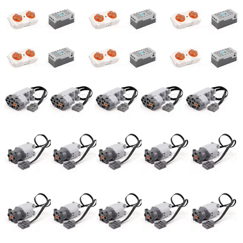 MOC Technischer Motor RC Power Funktionen Zubehör Set S L Servomotor 10621 Baustein Teil RC Empfänger Batterie Box DIY Spielzeug