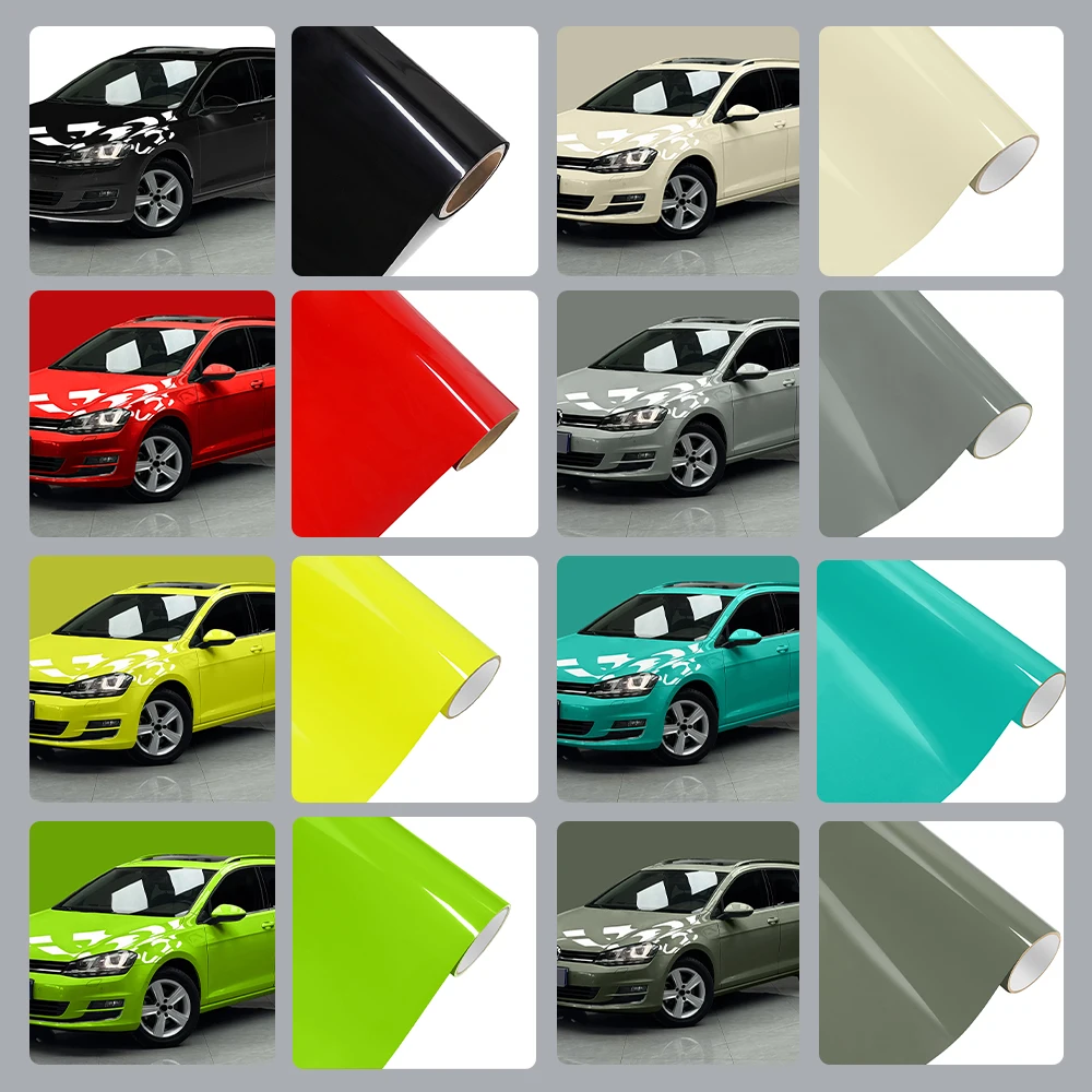 

PET Gloss Color Car Wrap Film Sticker Auto Body Self Adhesive Film Vehicle Modification For VW Golf 8 7 6 5 MK8 MK3 MK2 MK7 MK6