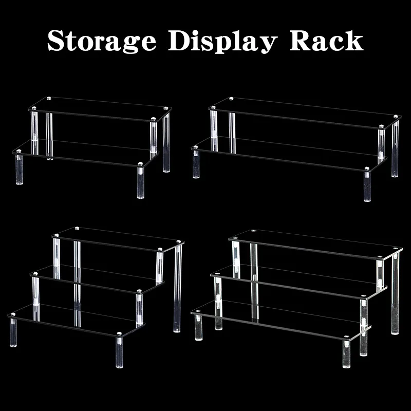 1-5 Tiers Acrylic Perfume Organizer Rack Multi-layer Doll Display Stand Transparent Kitchen Shelves Organizers Storage Holders