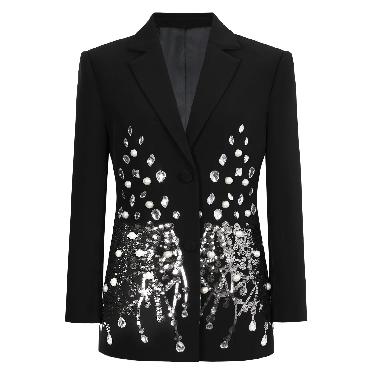 

High Quality Spot Fashion New Heavy Industry Nail Bead Inlaid Diamond Slimming Long Sleeved Women's Suit Jacket