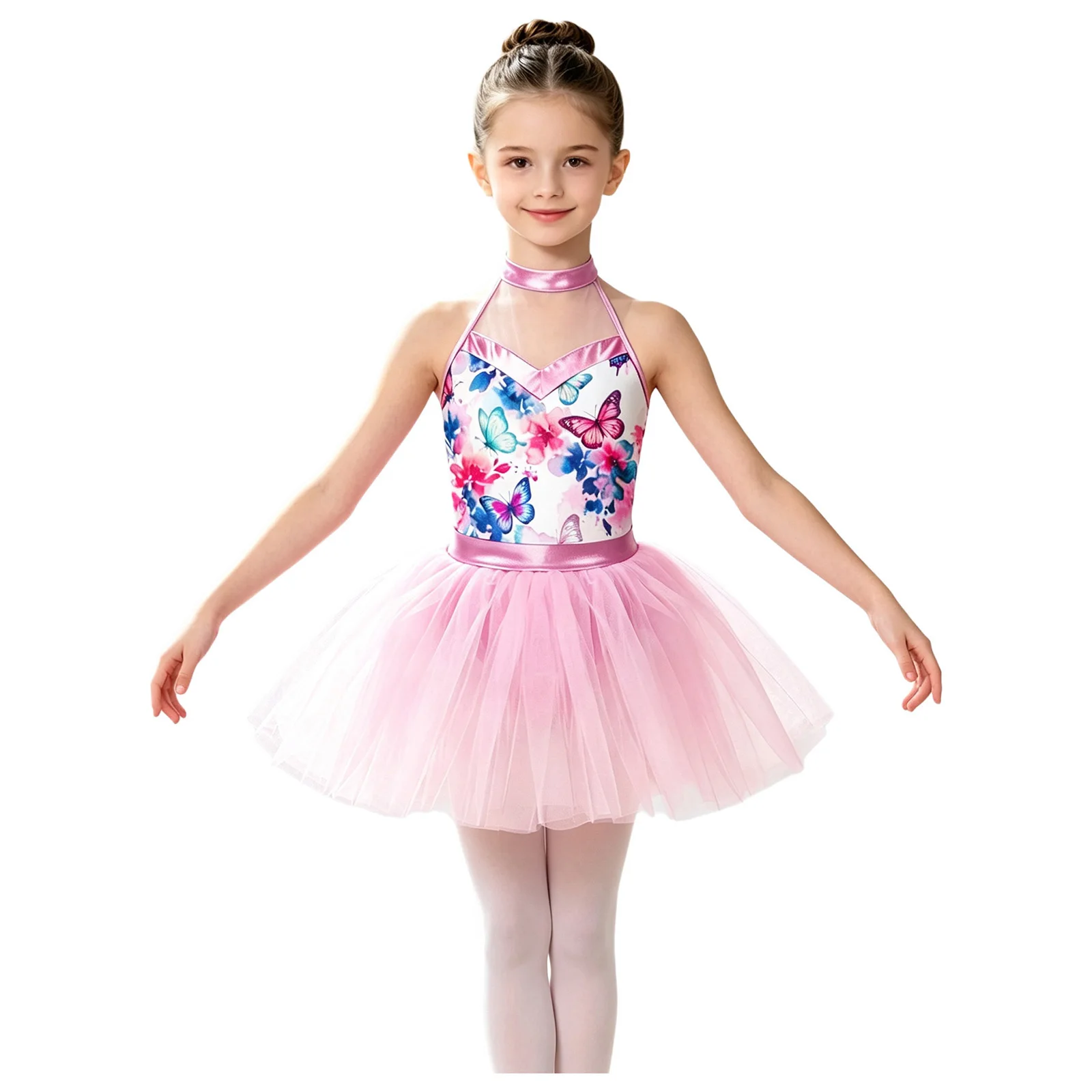 Glänzendes Metallic-Ballett-Tutu-Kleid für Mädchen mit Tier- und Leopardenmuster für Tanzwettbewerbe und Aufführungen – Detail 6
