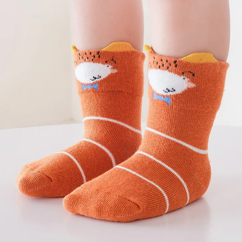 

Детские носки с героями мультфильмов, От 1 до 6 лет, детские весенне-осенние средние носки-трубочки для мальчиков и девочек, мягкая хлопковая обувь, детские короткие носки с милыми животными