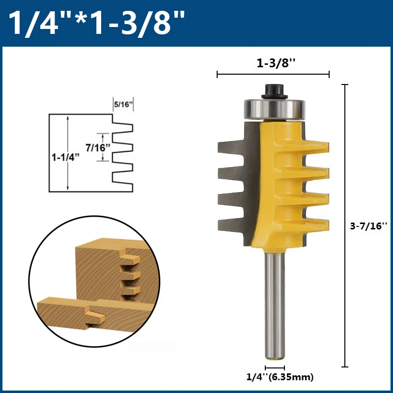 XCAN Milling Cutter Rail Reversible Finger Joint Glue Router Bit 1/4\