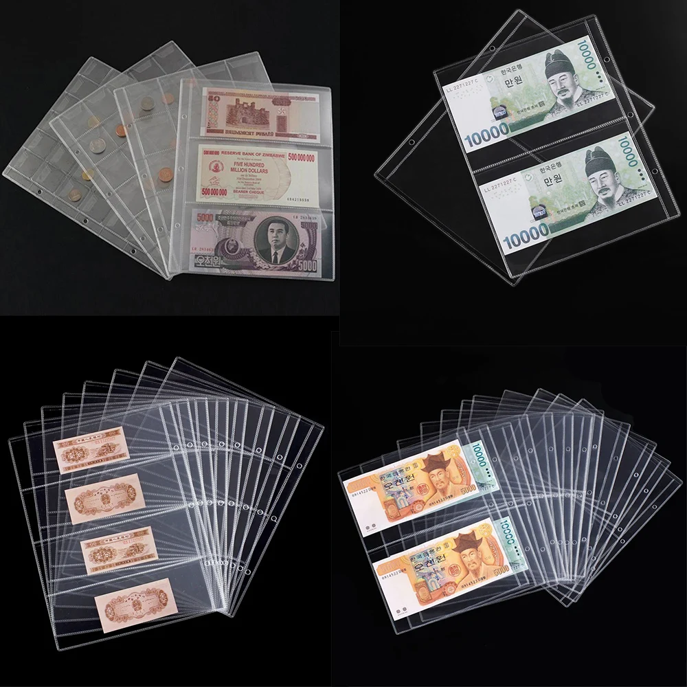 1-10 Teile/satz PVC Kunststoff Münze Halter Ordner Seiten Blatt Für Lagerung Harte Bargeld Münze/Geld Sammlung Album mini Penny Lagerung Tasche