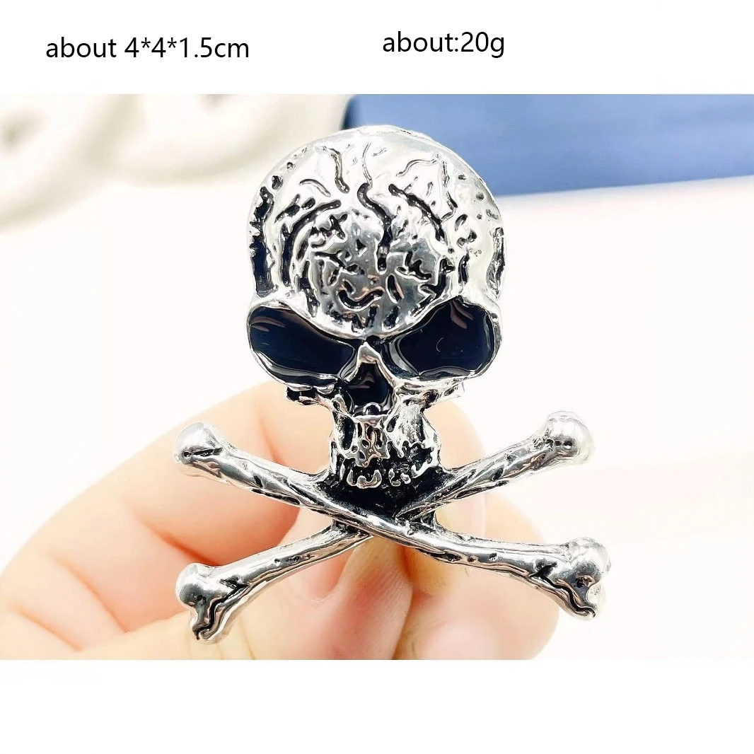 Halloween Schädel Cosplay Pins Gekreuzte Knochen Künstliche Edelstein Skelett Flügel 3D Kostüm Hut Pins Party Punk Gothic Metall Broschen – Detail 11