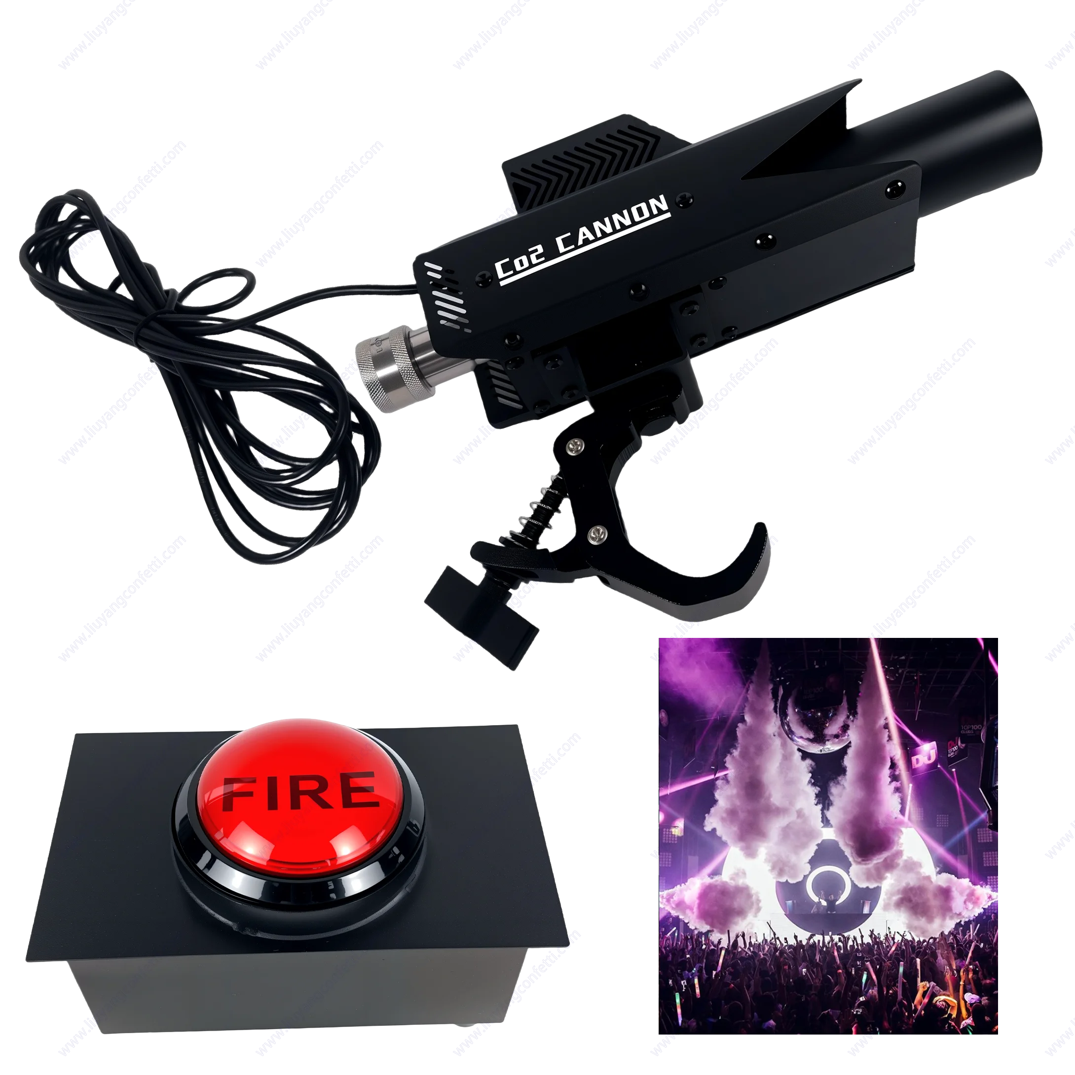 

Cannon Co2 Jet Fog Machine With 5 Meter Hose New Super Hanging On Truss Nightclub Bar Concert Dmx512 Dj Disco Stage FX WEdding