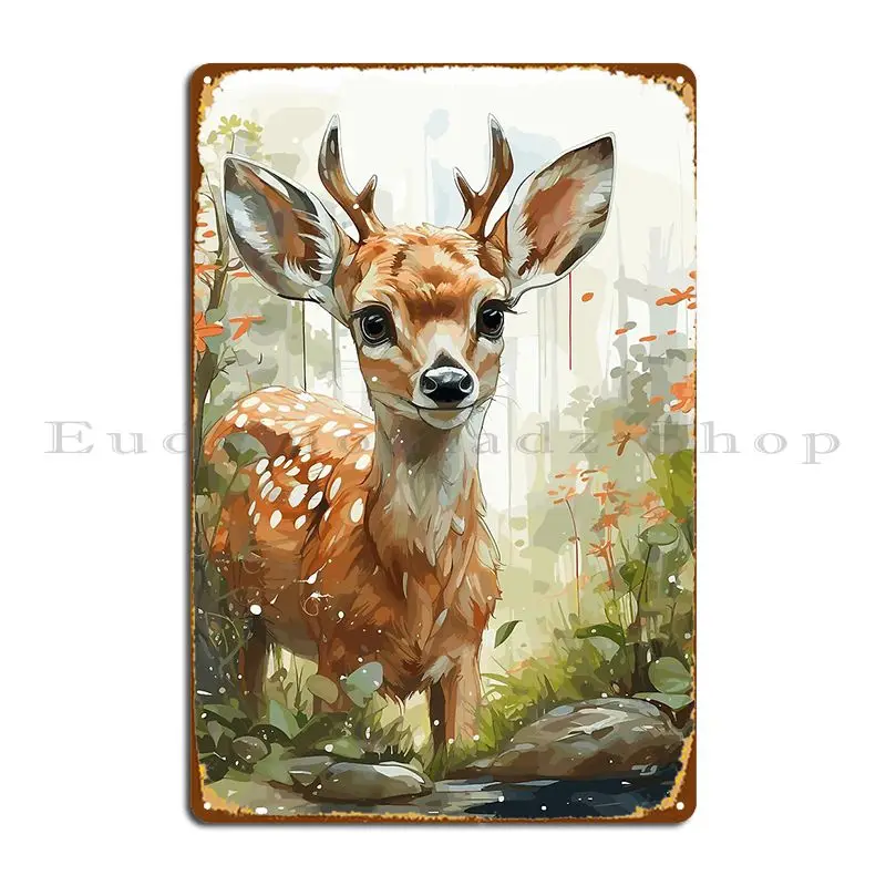 Joyful Fawn In The Beautiful Forest Nature S Masterpiece 1 Metal Sign Bar Cave Plaques Personalized Party Tin Sign Poster