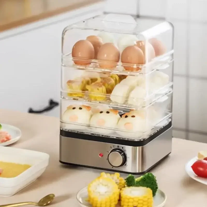 New 220V Household Egg Cooker Automatic Power Off Egg Steamer Multifunctional Large Timed Three-layer Egg Steamer Breakfast Mach