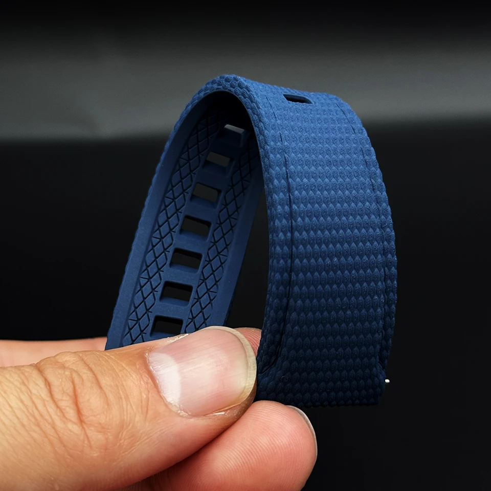 Neues gebogenes FKM-Uhrenarmband 20mm 21mm 22mm, vulkanisiertes Gummi-Uhrenarmband, wasserdicht, mit Schnellverschluss, für Omega Seiko – Detail 4