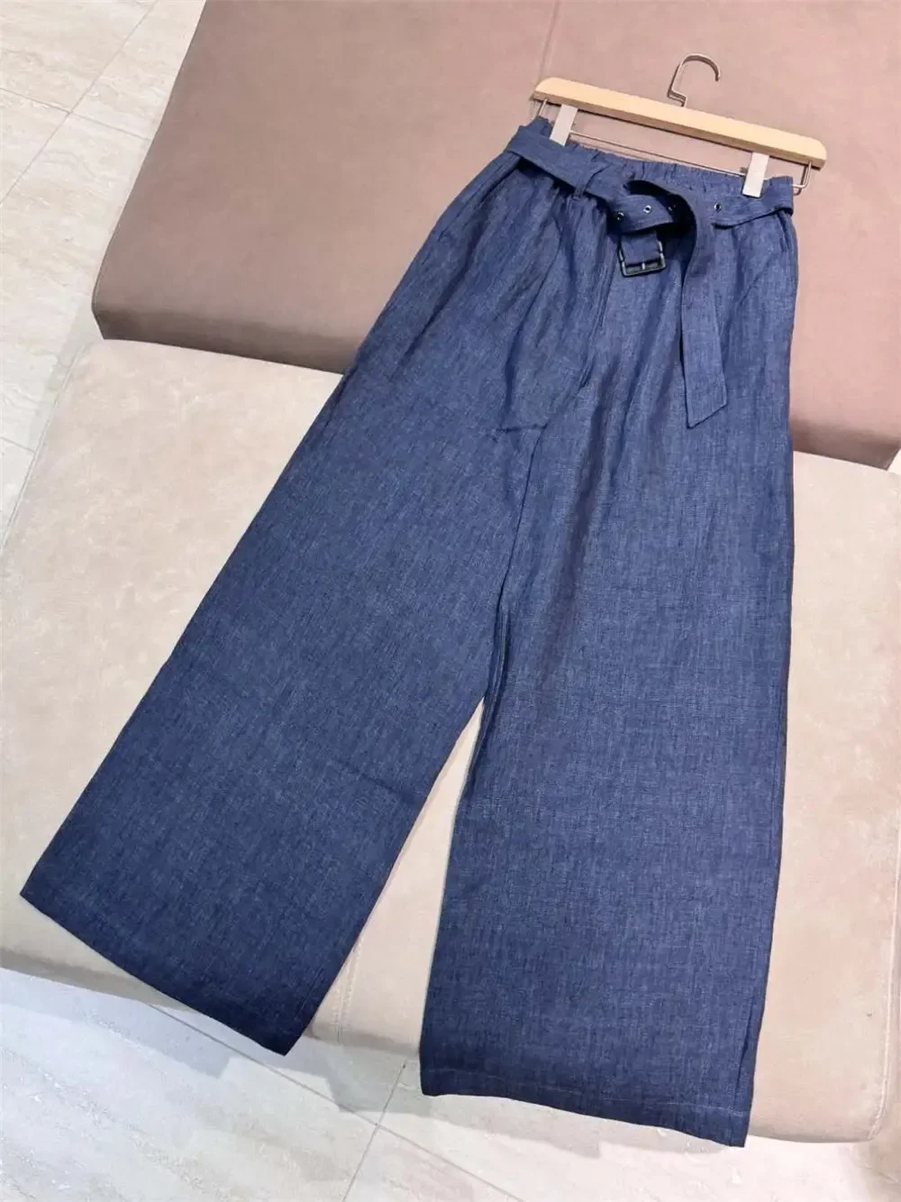 Frühling 2025, Damenhose mit weitem Bein, hohe Taille, gerade, lockere Modehose