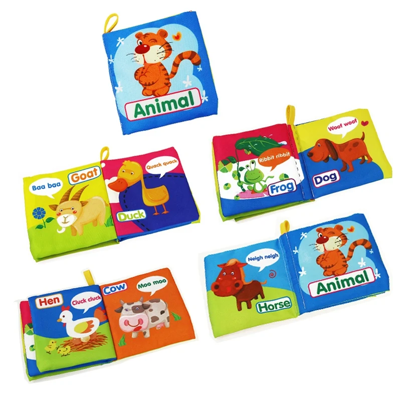 6Pcs Cognition Newborn Infant Soft Fabric Cloth Books Rustle Sound Baby Early Learning Education Toys For Kids