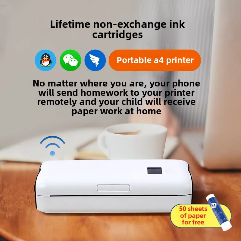 Inkless job printer A4 household mini small mobile phone Bluetooth wireless thermal office convenient all-in-one machine