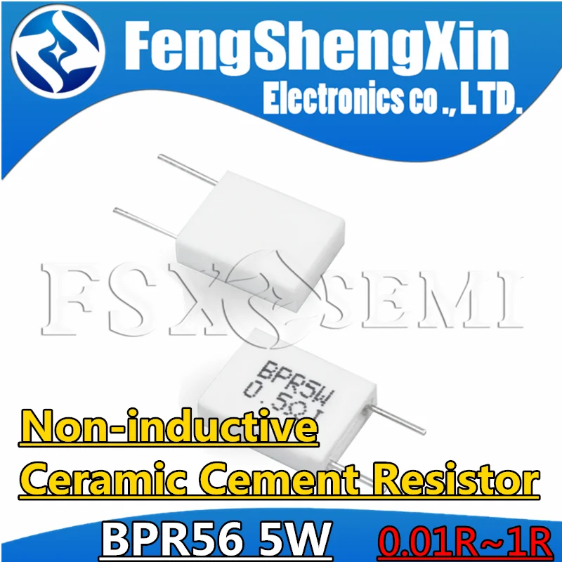 10pcs BPR56 5W 0.1 0.01 0.15 0.22 0.25 0.33 0.47 0.5 0.68 0.75 0.82 1 ohm Non-inductive Ceramic Cement Resistor 0.22R 0.5R 0.1R