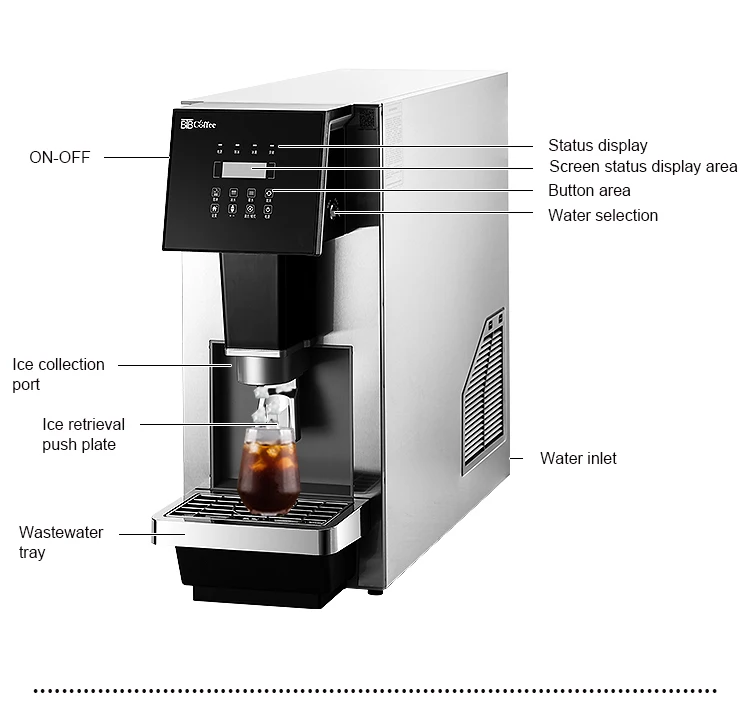 

Commercial Automatic Ice Maker Stainless Steel Commercial Coffee Machine for Hotel Use Tap Water Connection