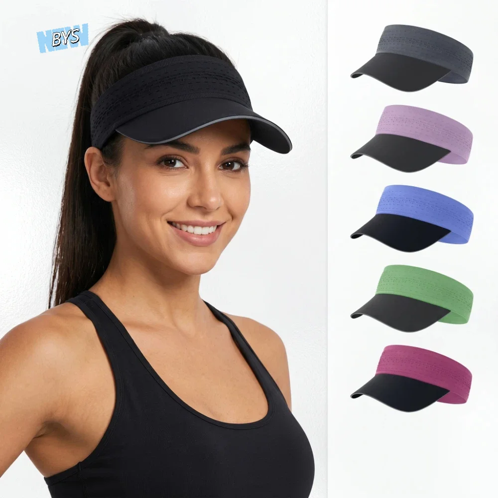 Casquette de sport multicolore à visière ouverte, séchage rapide, protection UV, absorbant la transpiration, pour la course estivale