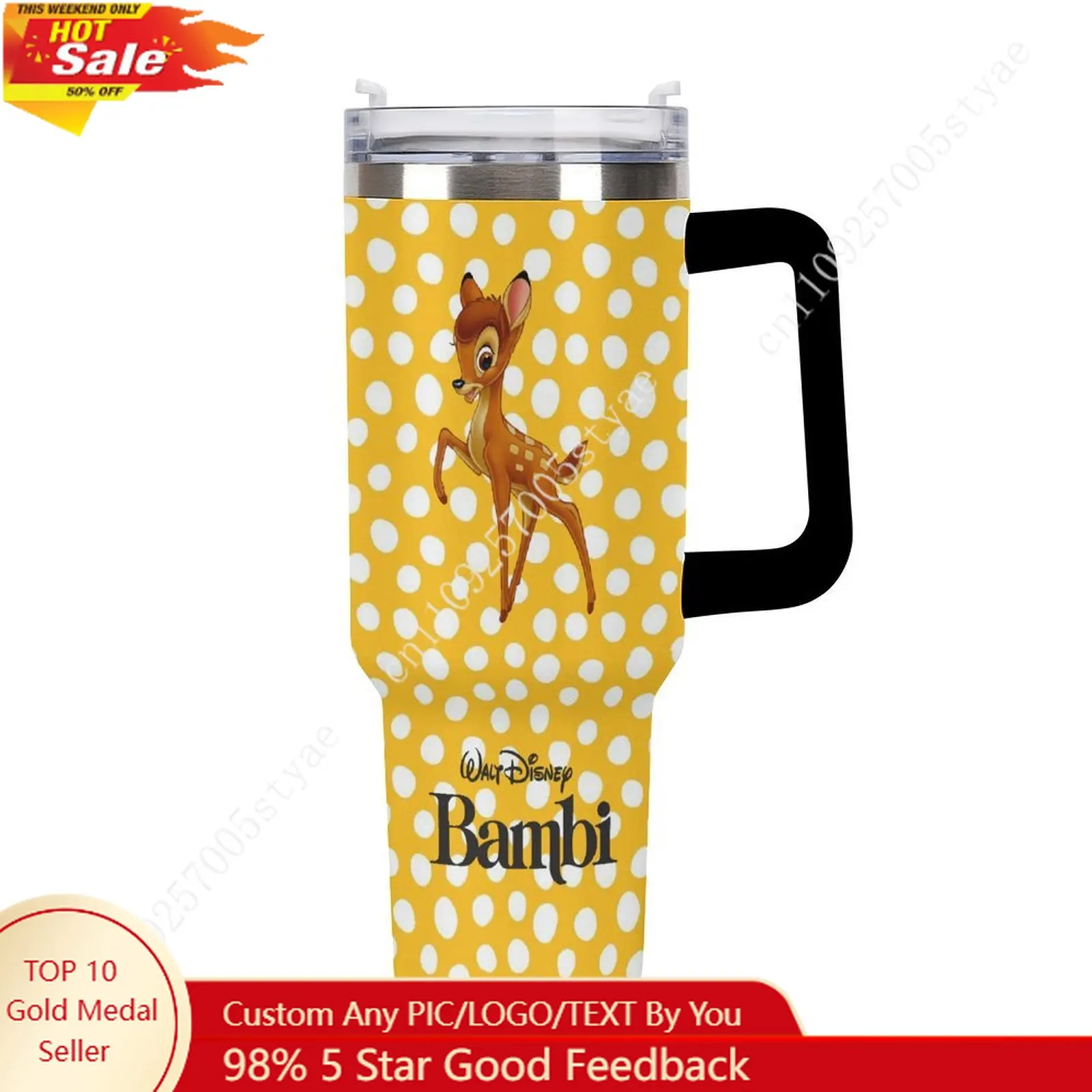 

Bambi Insulated Water Bottle Disney Cartoon Custom Design Your Personal Text Images Car Cup Travel Water Bottle 40 Oz