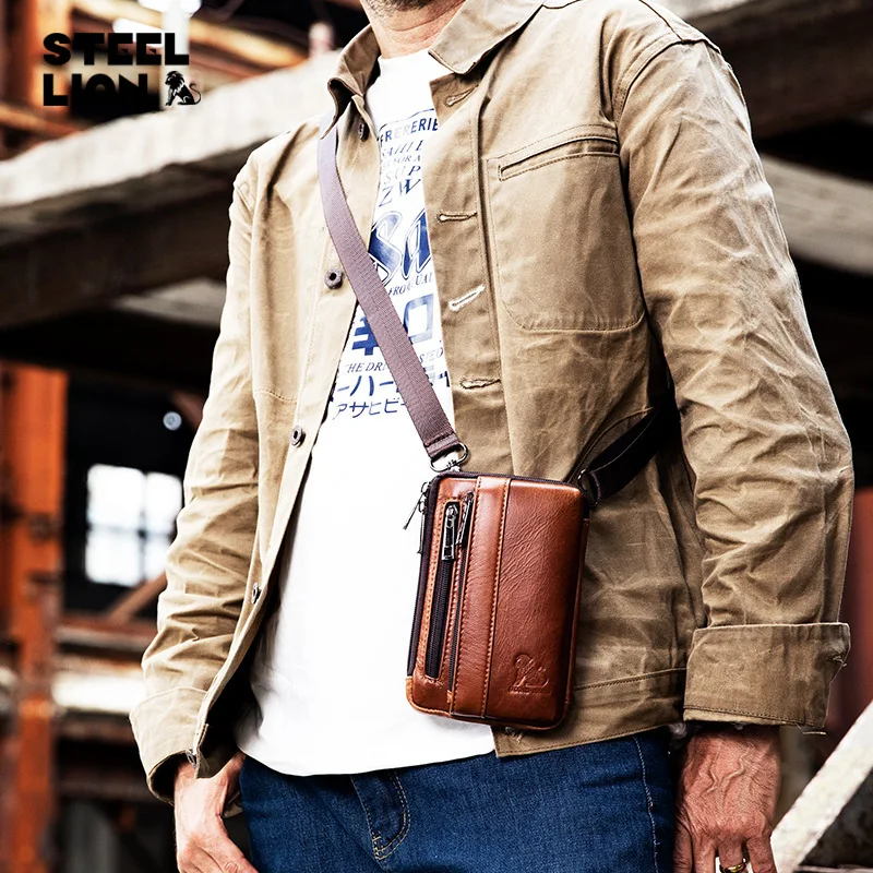 

Мужская кожаная сумка для хранения мобильного телефона, горизонтальная и вертикальная, многофункциональная, с крючком, поясная подвесная поясная сумка большой вместимости