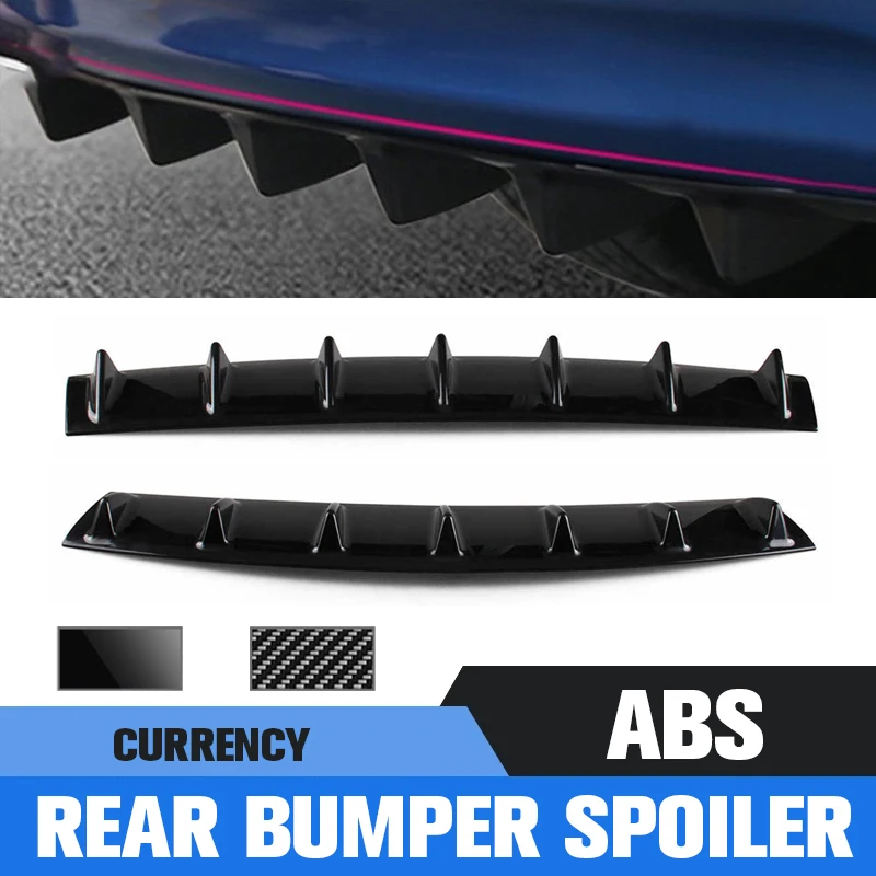 New Product Hot Sale Universal Car Rear Bumper Lip 7-Fin Shark Fin ABS Diffuser Bright Black Without Drilling