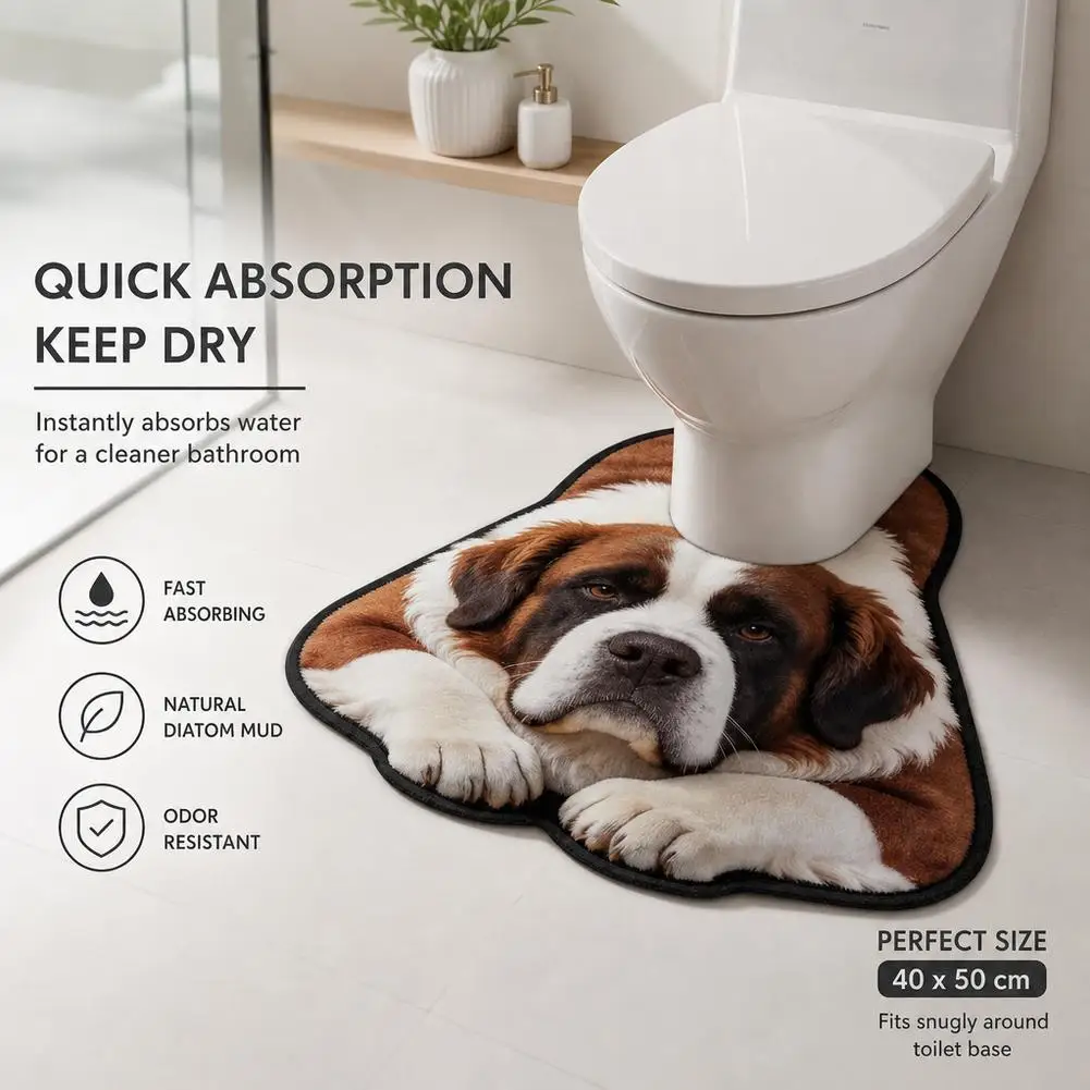 40x50cm Diatomaceous Earth Toilet Mat Quick Animal Bathroom Carpet Floor Mat Non-slip Toilet Rug Water-absorbing Washable
